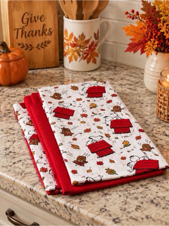 Peanuts Other - 🆕PEANUTS SNOOPY THANKSGIVING 🦃 SET OF 3 KITCHEN TOWELS